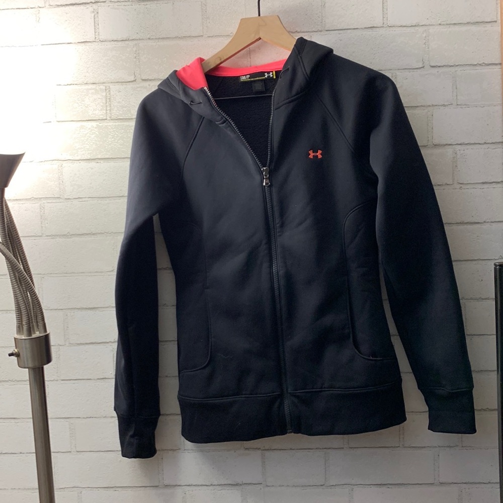 Breast cancer awareness pink and black under armor hoodie zip up women’s sizeS/P